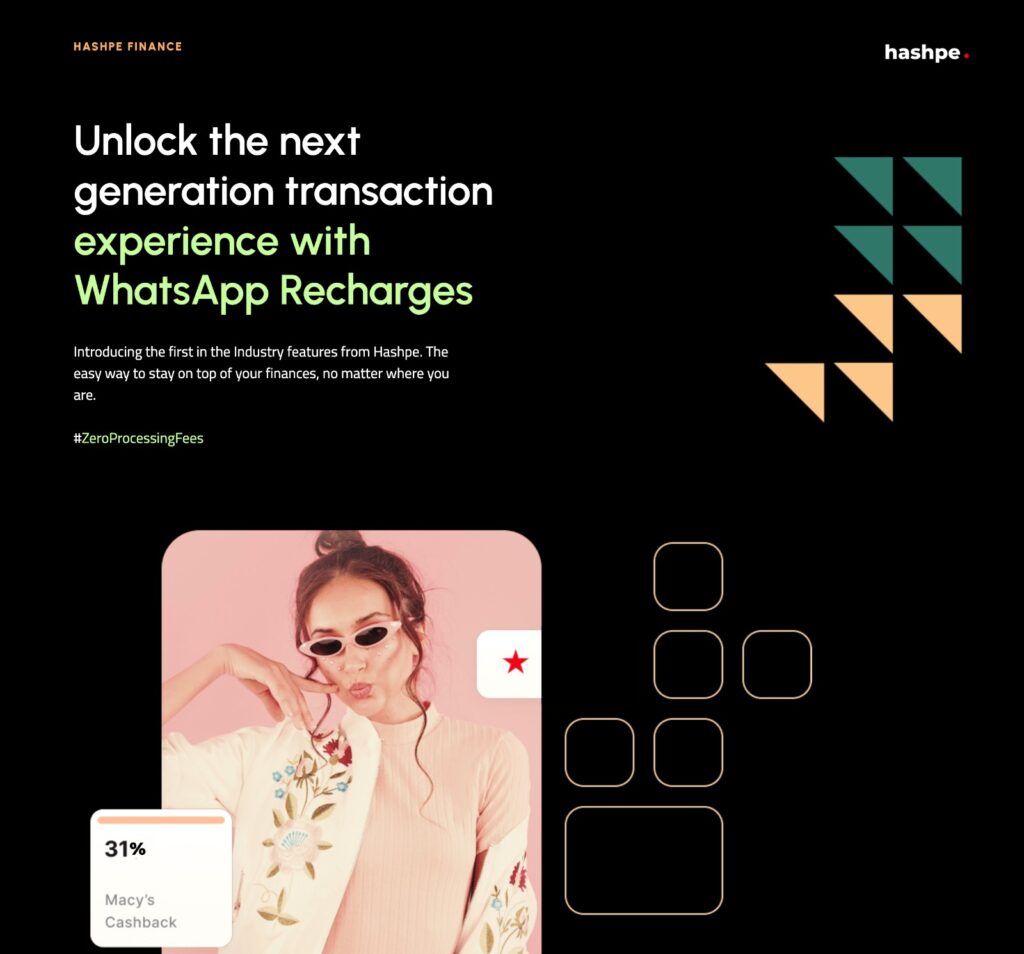 Hashpe: Revolutionizing Mobile and Bill Payments with WhatsApp Recharge and Zero Processing Fees.